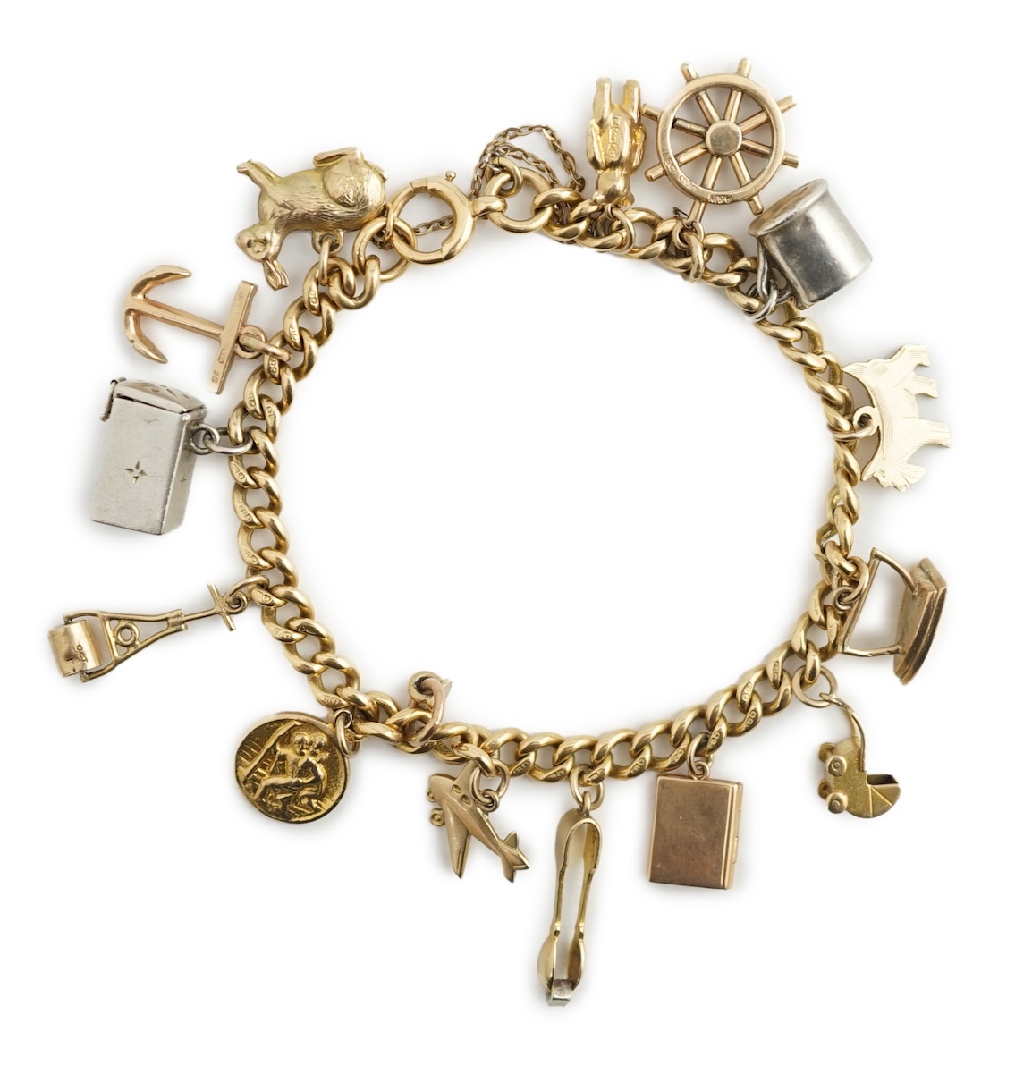 A 18ct gold charm bracelet